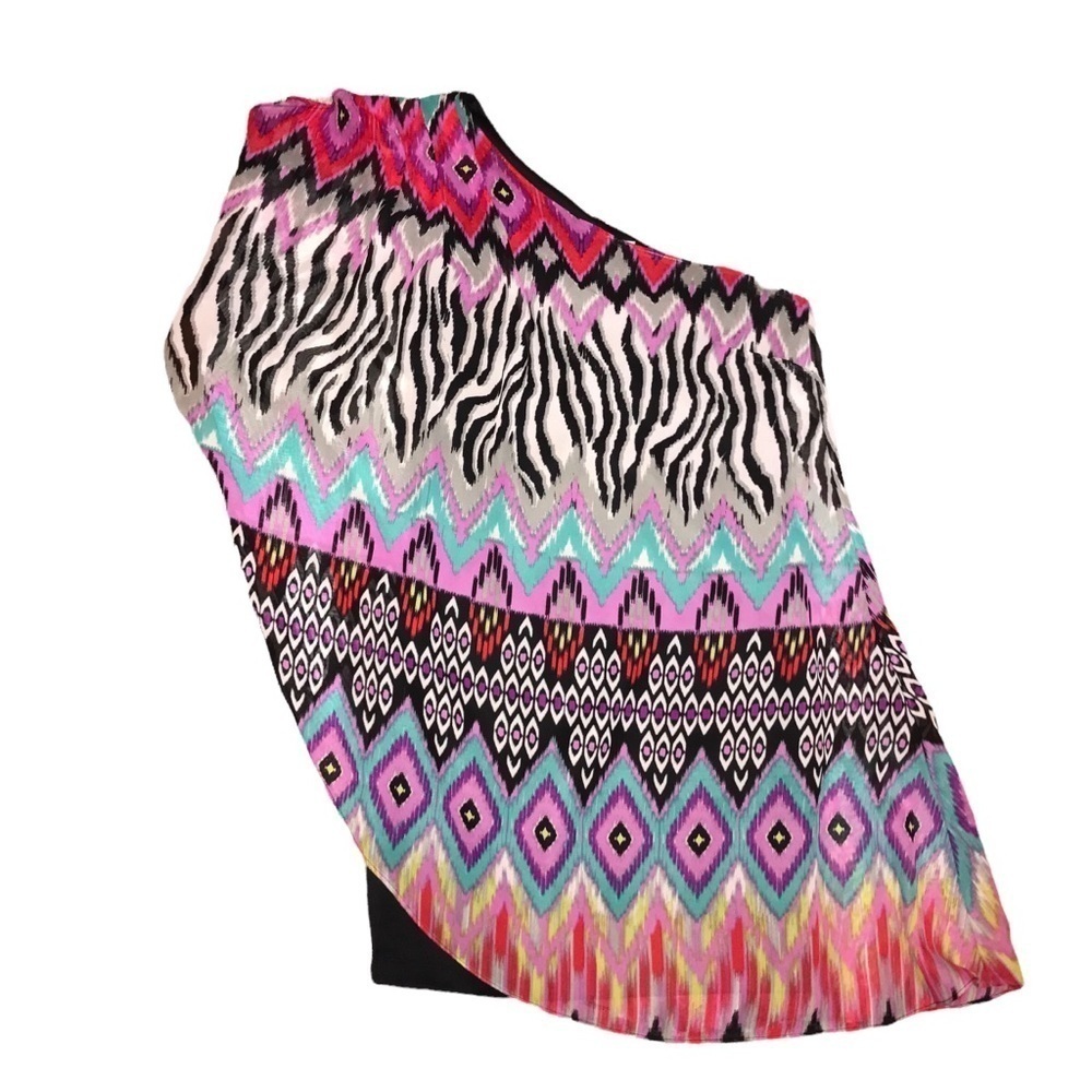 Bisou Bisou One Shoulder Handkerchief Style Asymmetric Hem Mini Dress  4